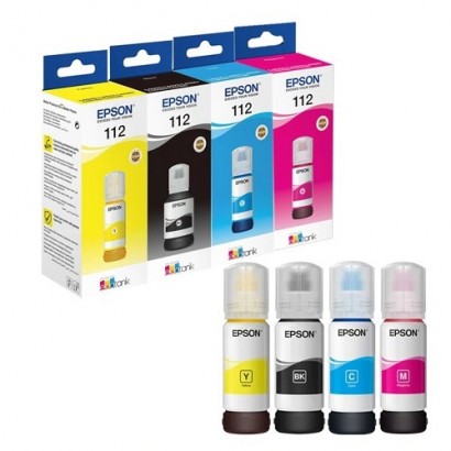 Epson 112 Ecotank Pigment Set Of 4 Ink Bottle - 70ml (black, Cyan, Yellow & Magenta)