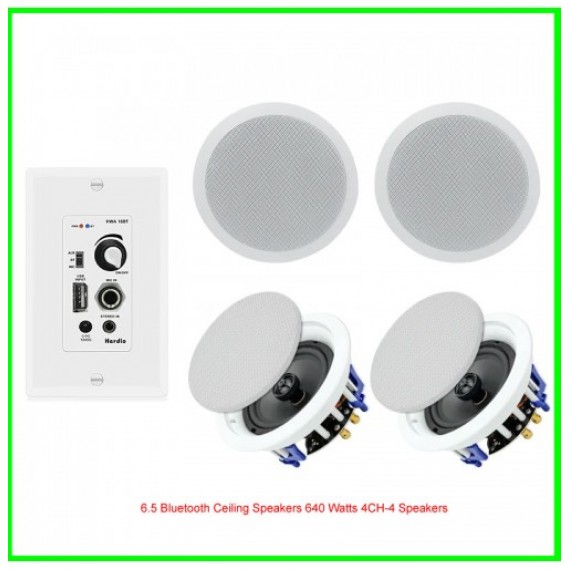 6.5" Bluetooth Ceiling Speakers 640 Watts 4CH-4 Speakers