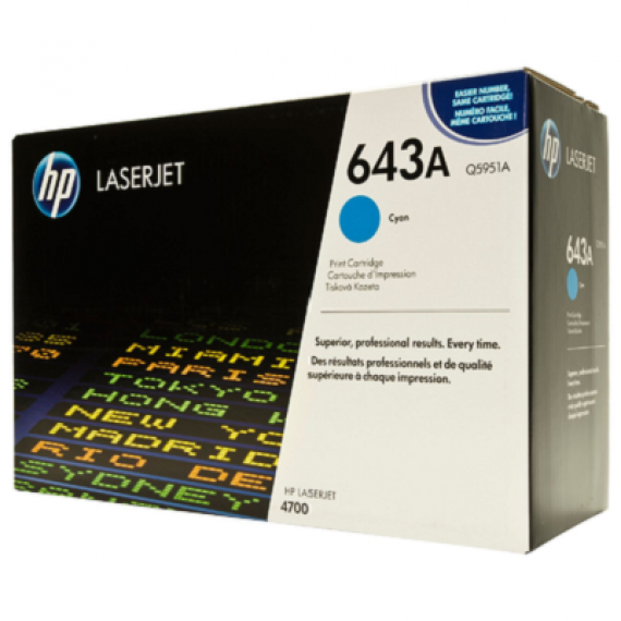 HP 643A Cyan Original LaserJet Toner Cartridge (Q5951A)