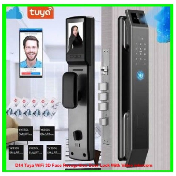 D14 Tuya WiFi 3D Face Recognition Door Lock With Video intercom