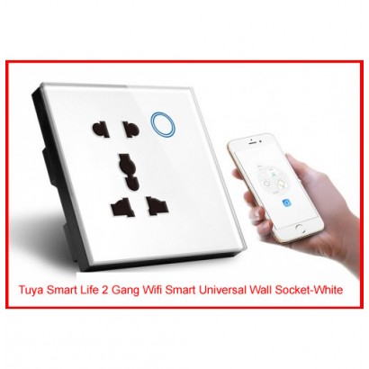 Tuya Smart Life 2 Gang Wifi Smart Universal Wall Socket-White