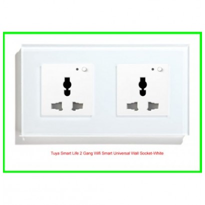 Tuya Smart Life 2 Gang Wifi Smart Universal Wall Socket-White