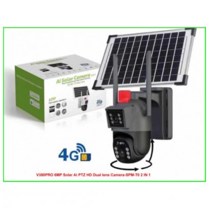 V380PRO 6MP Solar Ai PTZ HD Dual lens Camera-SPM-T0 2 IN 1