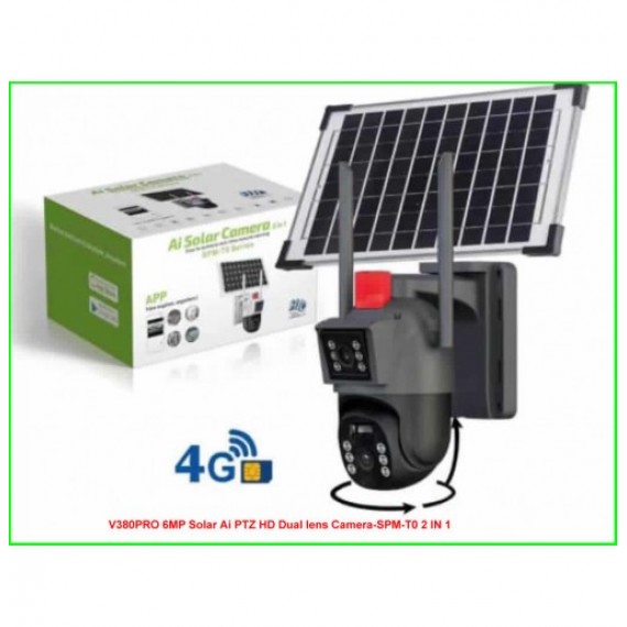 V380PRO 6MP Solar Ai PTZ HD Dual lens Camera-SPM-T0 2 IN 1