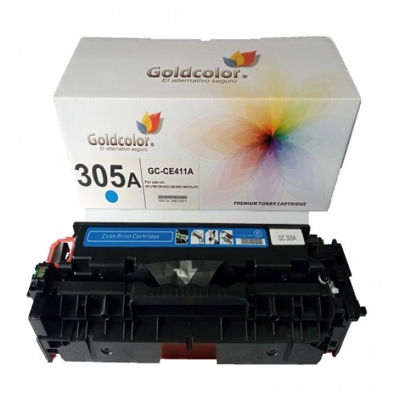 GOLDCOLOR 305A CYAN TONER CARTRIDGE (CE411A) FOR HP REPLACEMENT